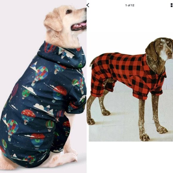 Pet Pajamas Set- Balloons, Red/ Black Flannels